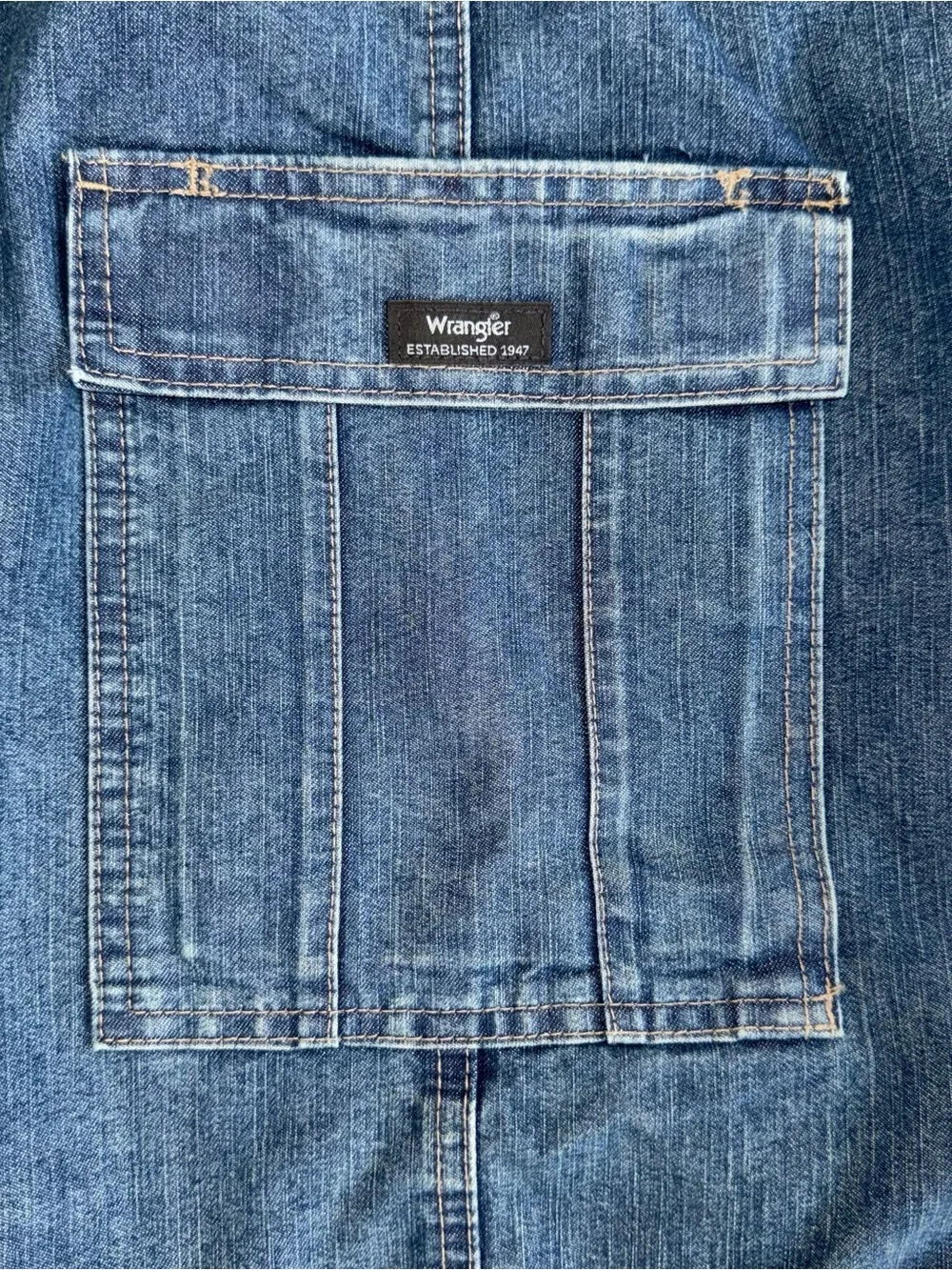 Wrangler Five Star Heritage Men’s Relaxed Fit Cargo Jeans 38x30 Dark Wash New
